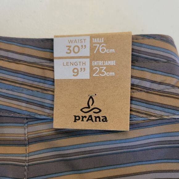 Prana Fenton Boardshort Men 30 Stripe 9" L Stretch Quick Dry UPF Surf Swim Trunk - Picture 8 of 8